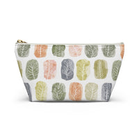 Watercolor Leaf Stamp Accessory Pouch w T-bottom in Green